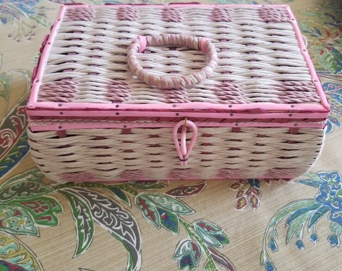 Vintage Mid Century Modern Dritz Sewing Basket Made Japan Pink - Etsy