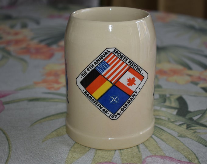 Vintage 1974 BEER Stein US Air Force Ramstein Air Base 9th Sports Festival, Germany Stein Mug