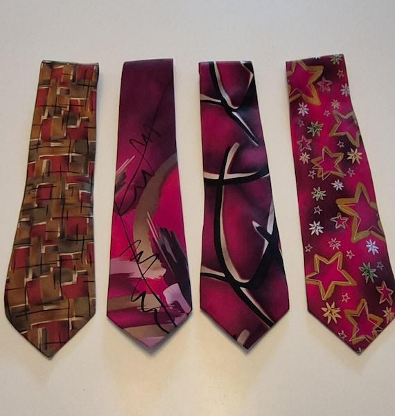 Lot of 4 Jerry Garcia Abstract/Designer Silk Neck Ties, Jerry Garcia Silk Ties, J Garcia, J. Garcia Silk Ties