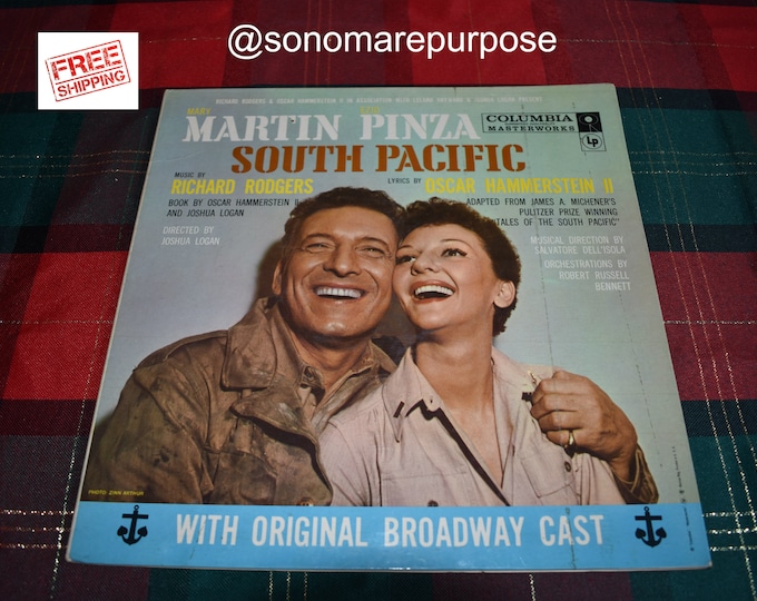 Vintage Original Hawaiian Vinyl Record Album,Rodgers & Hammerstein's South Pacific Broadway Cast,RARE Vintage Record,Vintage Hawaii,Hawaiia