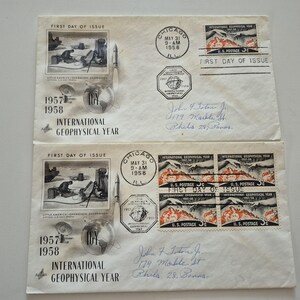 Lot of 2 Vintage 1958 International Geophysical Year Stamp First Day Covers, Vintage Stamps, United States Stamps, Stamps