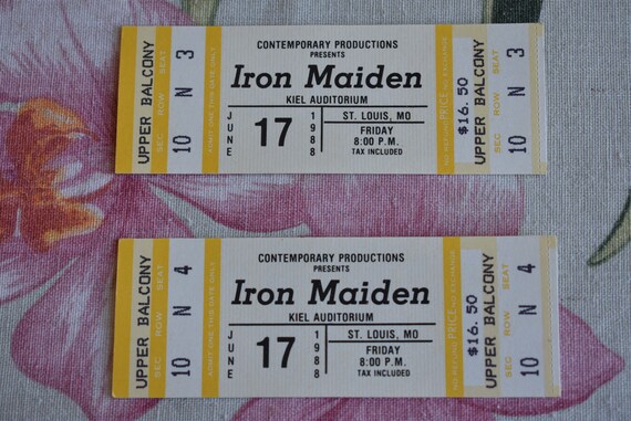 Lot of 2 Vintage 1988 Iron Maiden UNUSED Concert Ticket Kiel