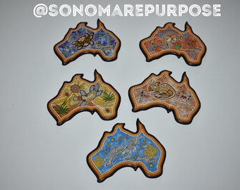 Set of 5 Australia Souvenir Drink Coasters in the shape of Australia, Australia, Tiki Bar, Bar