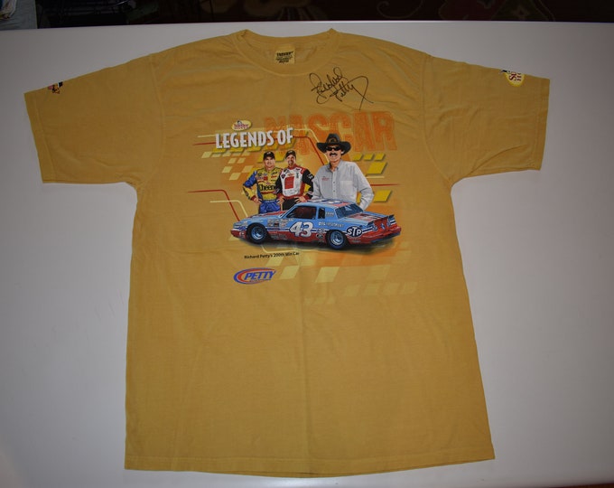 Autographed Signed NASCAR Richard Petty Tshirt NEW, Size Large, Sue Bee Honey Legends of NASCAR, Richard Petty King of nascar, nascar racing