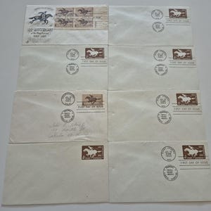 Lot of 8 Vintage 1960 The Pony Express Stamp 100th Anniversary First Day Covers, Vintage Stamps, United States Stamps, Stamps