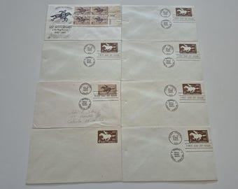Lot of 8 Vintage 1960 The Pony Express Stamp 100th Anniversary First Day Covers, Vintage Stamps, United States Stamps, Stamps