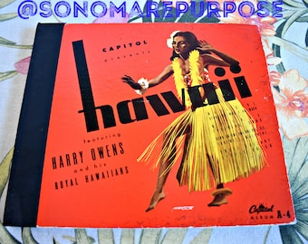 Vintage  Harry Owens 78rpm Capitol Set #DB4 “Hawaii” Harry Owens and his Royal Hawaiians 1944, RARE Vintage Record, Vintage Hawaii, Hawaiian