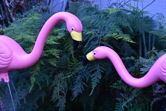 Pink Flamingo Lights Set of 2 for Garden or Yard Outdoor Garden
