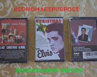 Vintage lot of 3 Elvis Presley Christmas Holiday Music Cassette Tapes, Vintage Elvis Presley Holiday Music, Elvis Presley, Elvis