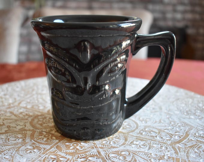 Bad Ass Coffee of Hawaii Black Ceramic 13 oz Mug Legend of Kona Makua Kane Tiki Coffee Mug, Tiki Time,Tiki Party,Hawaii Mug,Hawaiian Mug