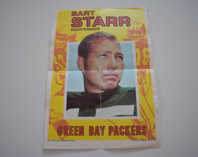 Vintage 1971 Topps Pin Ups #10 Bart Starr Quarterback Green Bay Packers, National Football League, NFL, Trading Card, Cards