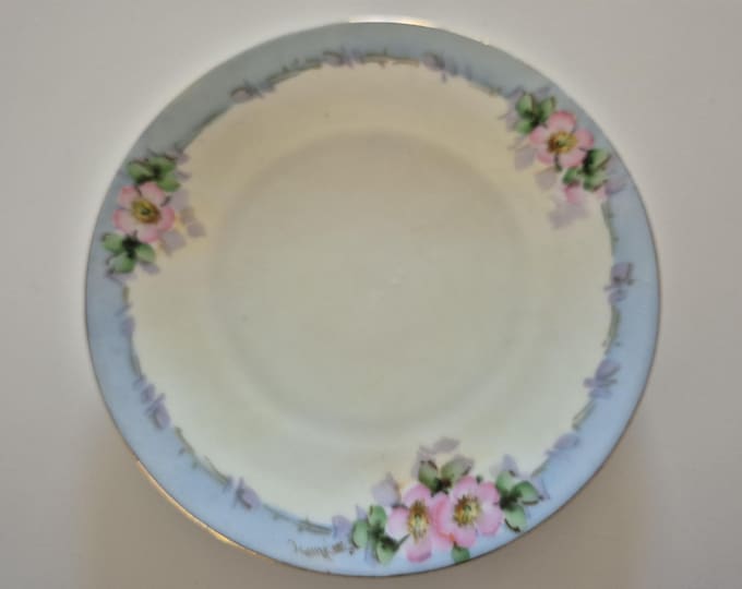 Antique Hermann Ohme Silesia Hand Painted 6" Dessert Plate, Hand Painted China Plate, Decorative Plate, Antique China, Silesia, Hand-signed.