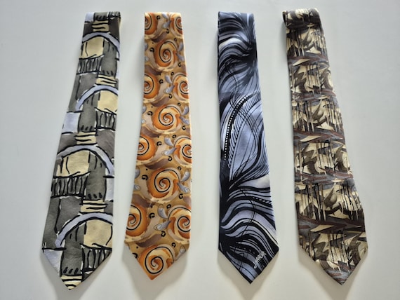 Lot of 4 Jerry Garcia Abstract/Designer Silk Neck Ties, Jerry Garcia Silk Ties, J Garcia, J. Garcia Silk Ties