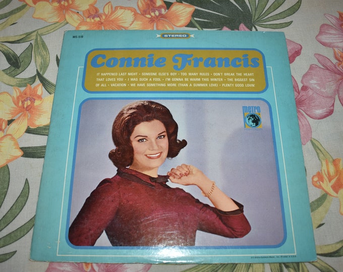 Vintage Connie Francis – Connie Francis Pop (1964) Metro MS-519 Vinyl LP Record, Connie Frances Pop Vinyl Record Music