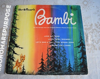 Walt Disney's Story and Songs of Bambi Vinyl Record LP ST DQ 3903 Vintage 1969, Record, Vintage Childrens Record, Vintage Kid Record