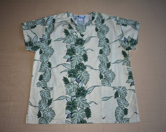 Womens XS Vintage Uniforms of Hawaii Lightweight Floral Hawaiian Shirt w/Pockets, XS Shirt,Tiki Party,Tiki Time, Island Wear, Tropical Shirt