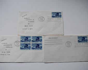 Lot of 3, 1959 Vintage Alaska Statehood Stamp First Day Covers
