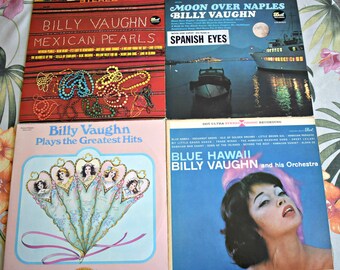 Vintage Billy Vaughn Mexican Pearls, Moon Over Naples, Greatest Hits, Blue Hawaii Vinyl Record Album lot of 4, Vintage Record,Vintage Hawaii
