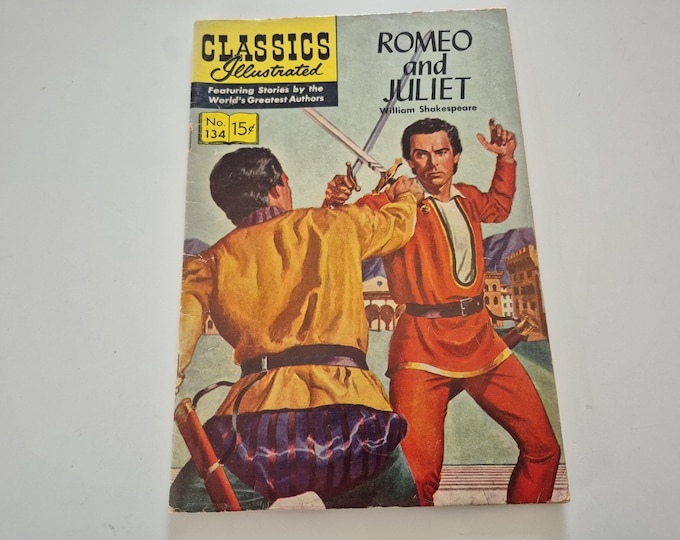 Vintage 1956 Classics Illustrated No 134 Romeo and Juliet William Shakespeare,Gilberton Company, Comic Book Classics,Comics,Greatest Authors