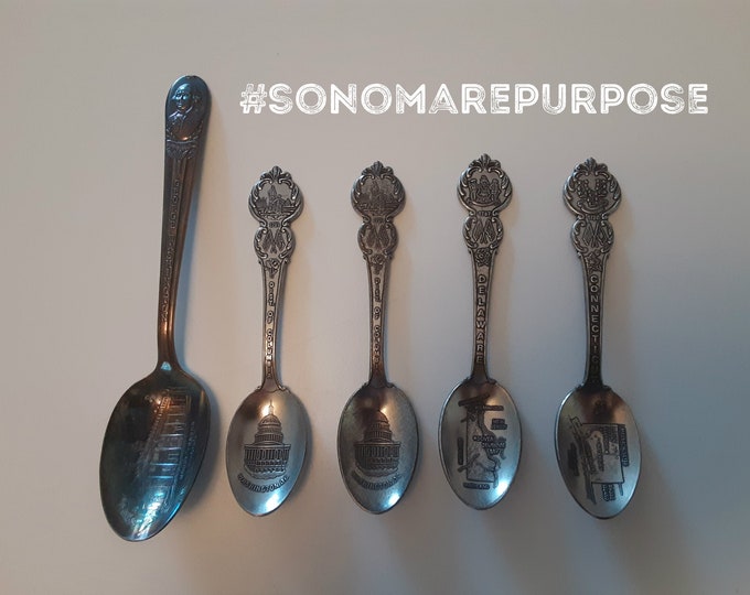 Lot of 5 American Collectors Guild Heritage collection of American States Spoon 1960's, Spoon Collector, Spoon Collectible, Vintage Spoons