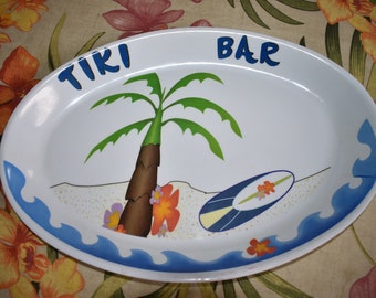 Large Decorative Oval Tray Tiki Bar Design, Tiki Heads, Tiki Party Bowl, Tiki Bar, Tiki,Tiki Bowl,Hawaiian Party,Luau Party,Tiki Decor