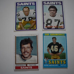 Vintage 1970&#39;s Lot of 4 Misc Topps New Orleans Saints Football Trading Cards, See pictures for Players, National Football League, Football