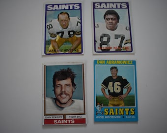 Vintage 1970's Lot of 4 Misc Topps New Orleans Saints Football Trading Cards, See pictures for Players, National Football League, Football