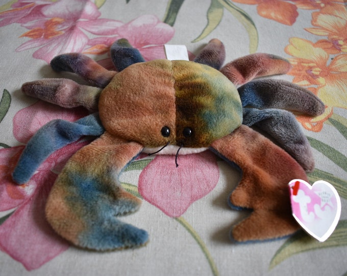 TY Beanie Baby - Claude the Crab, 1996, RETIRED, RARE, Tag Errors, Claude the Crab Beanie Baby Miss Print Tag
