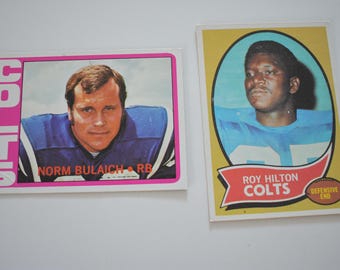 Vintage 1970's Lot of 2 Misc Topps Baltimore Colts Football Trading Cards, See pictures for Players, National Football League, Football