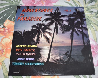 Vintage Various Artists – Adventures In Paradise, Vol. 2, RARE Vintage Record, Vintage Hawaii, Tiki Style Album, Alfred Apaka, The Islanders