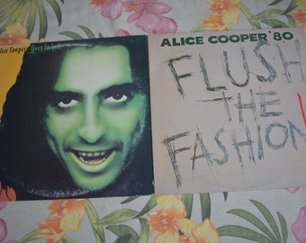 Lot of 2 Vintage Alice Cooper – Alice Cooper Goes To Hell and Flush The Fashion Vinyl Records, Hard Rock, Alice Cooper Music