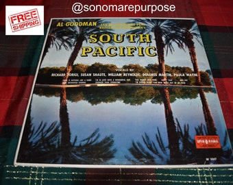Vintage Original Hawaiian Vinyl Record Album, Al Goodman Rodgers & Hammerstein's South Pacific Broadway Cast,RARE Vintage Record, Hawaiian