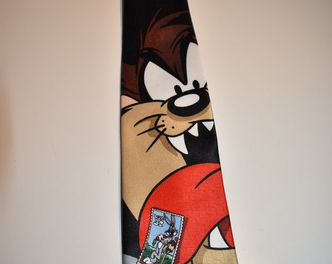 Vintage 1997 Looney Tunes Tasmanian Devil Mens Neck Tie, Looney Tunes Mens Tie, Polyester Mens Tie, Animation Character Mens Tie, Neck TIe