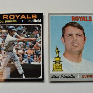 Lot of 2 Vintage 1970 Topps baseball Lou Pinella cup card #321 & 1971 Lou Pinella # 35 Kansas City Royals KC Topps Baseball Card