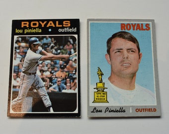 Lot of 2 Vintage 1970 Topps baseball Lou Pinella cup card #321 & 1971 Lou Pinella # 35 Kansas City Royals KC Topps Baseball Card