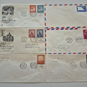 Lot of 6 Vintage 1957/58/59 United Nations Misc Stamp First Day Covers, Vintage Stamps, United States Stamps, Stamps