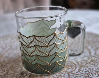 STARBUCKS 50th Anniversary Limited Edition Mermaid Siren Tail Glass Mug 12oz Coffee Cup NWT, Starbucks Retro Coffee Mug, Starbucks Coffee