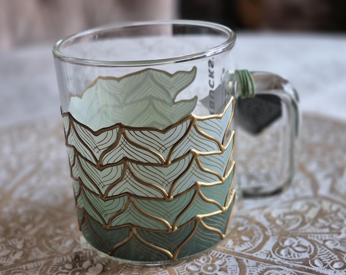 STARBUCKS 50th Anniversary Limited Edition Mermaid Siren Tail Glass Mug 12oz Coffee Cup NWT, Starbucks Retro Coffee Mug, Starbucks Coffee