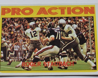 1972 Topps #122 Roger Staubach Pro Action Rookie Card Dallas Cowboys Hall of Famer, National Football League, NFL, Football Sports, Cards