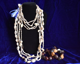 Misc Lot of Vintage Polynesian Sea Shell Necklaces, Vintage Handmade Necklace, Tiki Necklace,Shell Necklace,Vintage Sea Shells,Tiki Bracelet