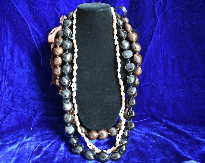 Misc Lot of Vintage Polynesian Sea Shell Necklaces, Vintage Handmade Necklace, Tiki Necklace,Shell Necklace,Vintage Sea Shells,Tiki Necklace