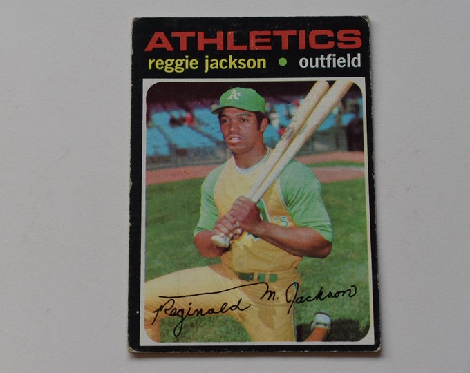1971 Topps Reggie Jackson Oakland Athletics #20 Baseball Card, Oakland A's Baseball, Major League Baseball,Sports Trading Card,Trading Cards