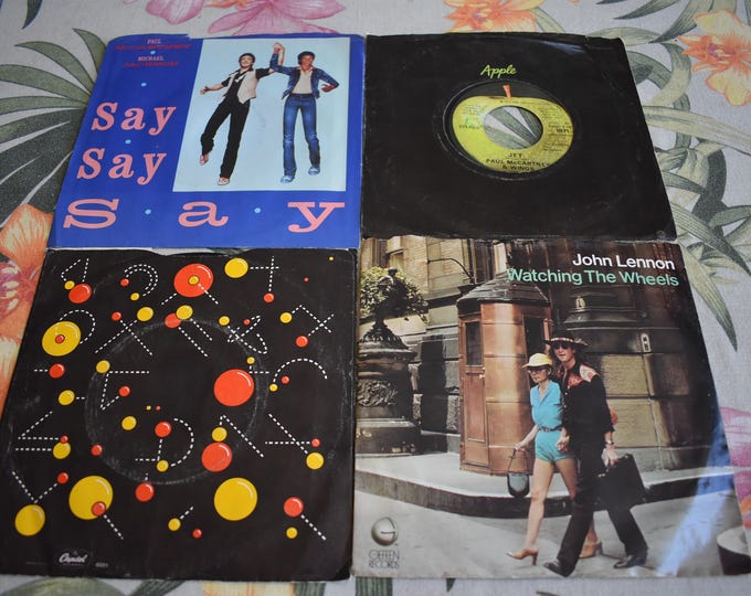 Vintage lot of 4 Paula McCartney & John Lennon 45rpm Vinyl Records, 38-04168, 1871, GEF49695, 4091