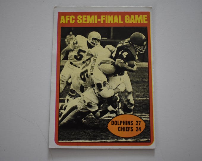 Vintage 1972 Topps AFC Semi-Final Game Football Card #133 Miami Dolphins National Football League Trading Card, NFL, Football Sports, Cards