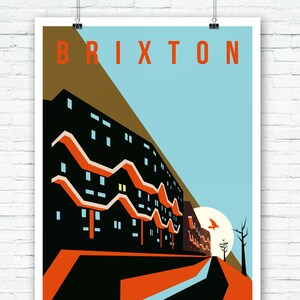 Brutalist London Southwyck House Brixton. Illustrated Poster Art Print Matte and Giclee prints. Architecture Prints of London. Wall art. image 2