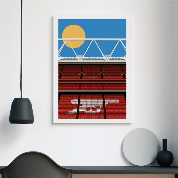 Arsenal FC Emirates Stadium - For the Gunners Stadium Print Poster,  London Art Print - Gifts for football fans - London Architecture Print