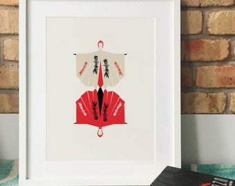 David Bowie inspired Art Print- The Cape from Japan - For David Bowie Fans Gifts for him, Housewarming gifts, Music posters Living Room Wall