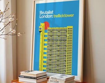 Trellick Tower Art Print, Brutalist London. Prints of London, Brutalist Modernist Architecture, Gallery Wall Art for Modernist homes.