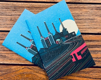 Battersea Christmas Mini Notebooks, A6 size, 20 pages, blank pages. London Art Deco Architecture, Gifting, Stocking fillers