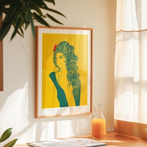 Amy Winehouse Retro: Tears dry on their own - Illustration poster, Matte and Giclee Art Prints in A3 or A2 sizes. Wall Art, Home Decor